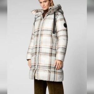 SAVE THE DUCK Brown Gray Black Plaid Puffer Coat Jacket 0 XS Rare